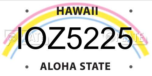 IOZ5225 Hawaii License Plate