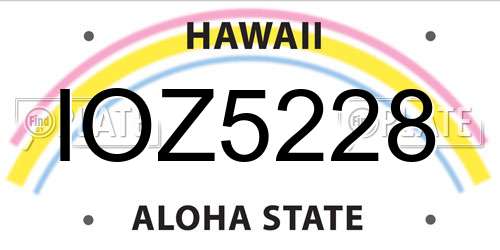 IOZ5228 Hawaii License Plate