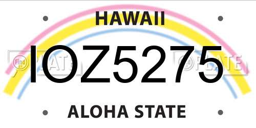 IOZ5275 Hawaii License Plate