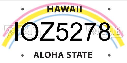 IOZ5278 Hawaii License Plate