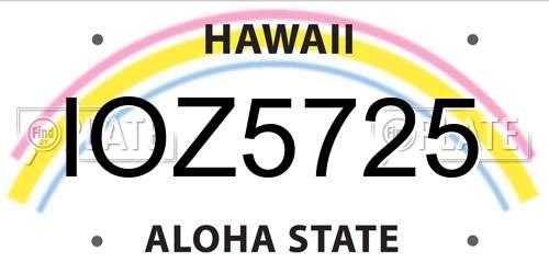 IOZ5725 Hawaii License Plate
