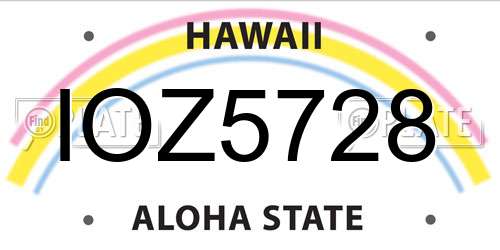 IOZ5728 Hawaii License Plate