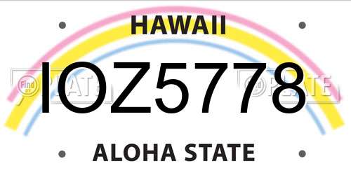 IOZ5778 Hawaii License Plate
