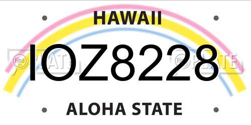 IOZ8228 Hawaii License Plate