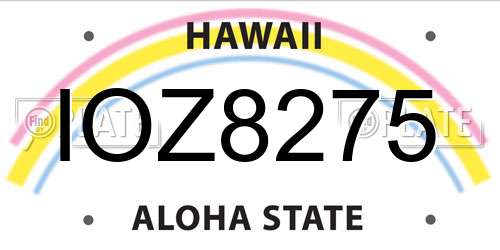 IOZ8275 Hawaii License Plate
