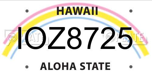 IOZ8725 Hawaii License Plate