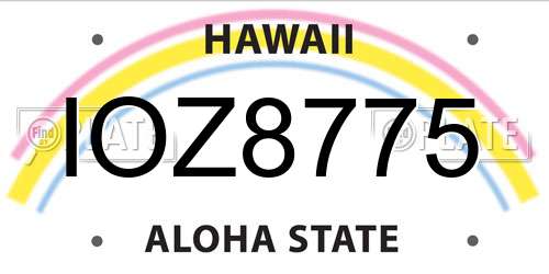 IOZ8775 Hawaii License Plate