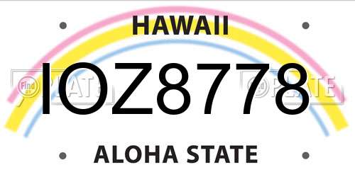 IOZ8778 Hawaii License Plate