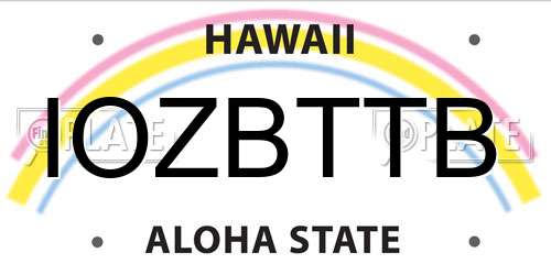 IOZBTTB Hawaii License Plate