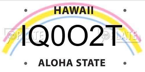 IQ0O2T Hawaii License Plate