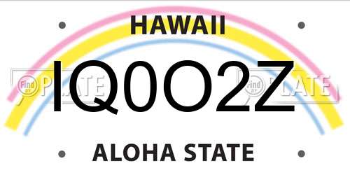 IQ0O2Z Hawaii License Plate
