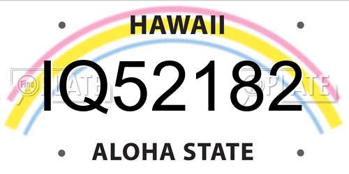 IQ52182 Hawaii License Plate