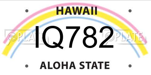 IQ782 Hawaii License Plate