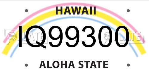 IQ99300 Hawaii License Plate