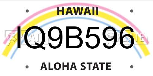IQ9B596 Hawaii License Plate