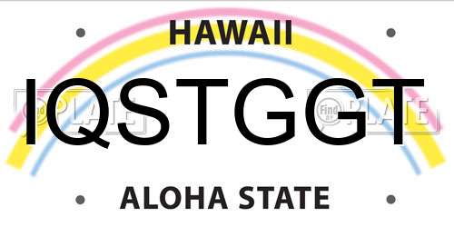 IQSTGGT Hawaii License Plate