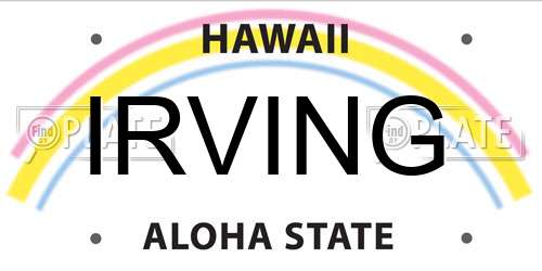 IRVING Hawaii License Plate