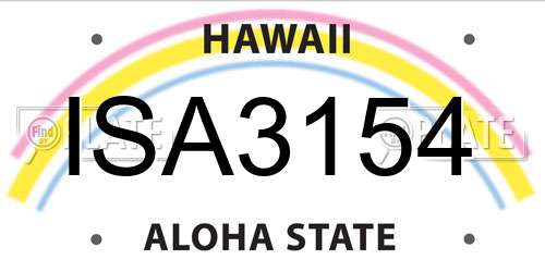 ISA3154 Hawaii License Plate