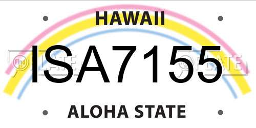 ISA7155 Hawaii License Plate