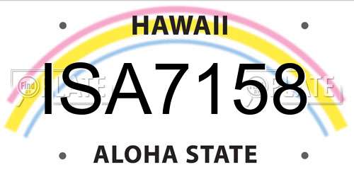 ISA7158 Hawaii License Plate