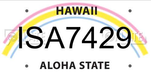 ISA7429 Hawaii License Plate