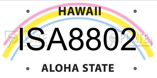 ISA8802 Hawaii License Plate