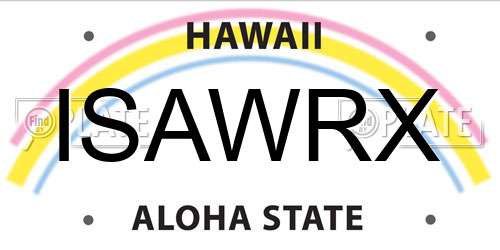 ISAWRX Hawaii License Plate