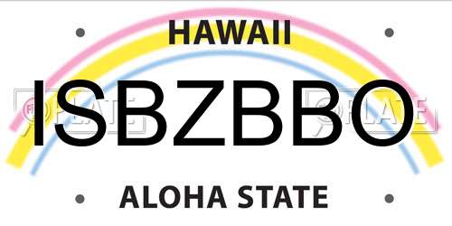 ISBZBBO Hawaii License Plate