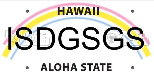 ISDGSGS Hawaii License Plate