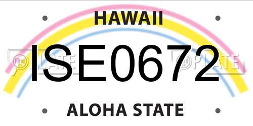 ISE0672 Hawaii License Plate