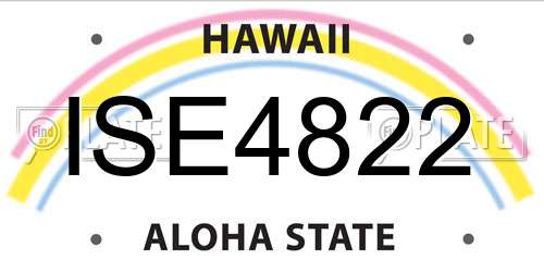 ISE4822 Hawaii License Plate