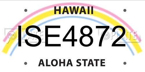 ISE4872 Hawaii License Plate