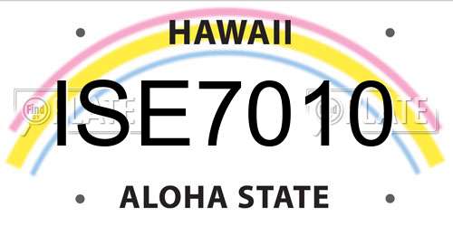 ISE7010 Hawaii License Plate