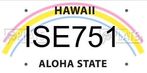 ISE751 Hawaii License Plate