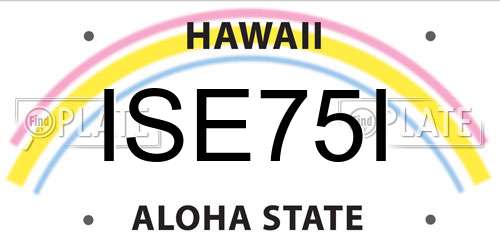 ISE75I Hawaii License Plate