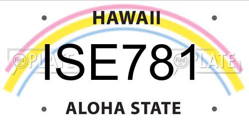 ISE781 Hawaii License Plate