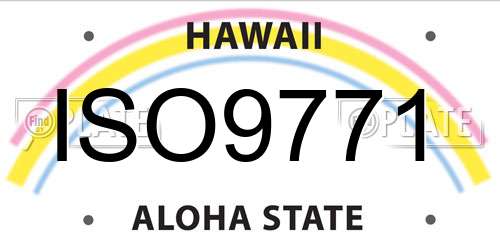 ISO9771 Hawaii License Plate