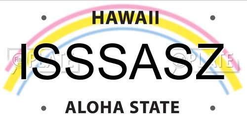 ISSSASZ Hawaii License Plate