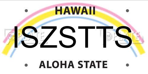 ISZSTTS Hawaii License Plate
