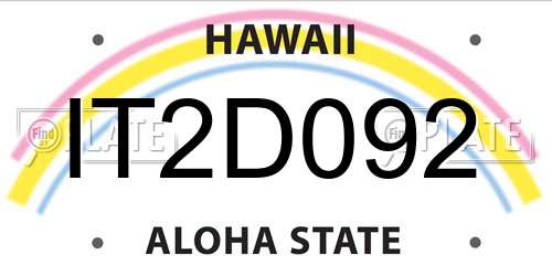 IT2D092 Hawaii License Plate