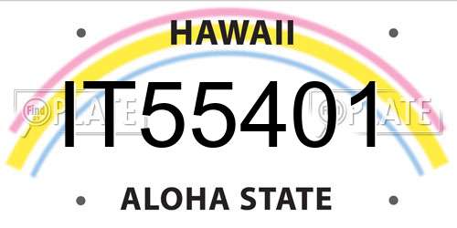 IT55401 Hawaii License Plate