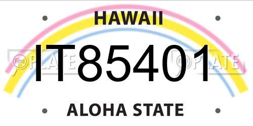 IT85401 Hawaii License Plate