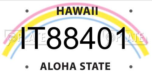 IT88401 Hawaii License Plate