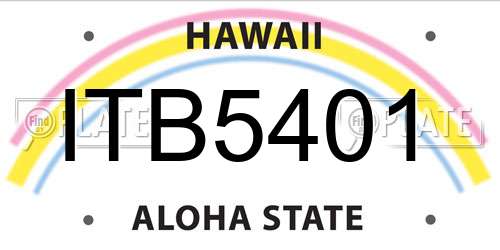 ITB5401 Hawaii License Plate