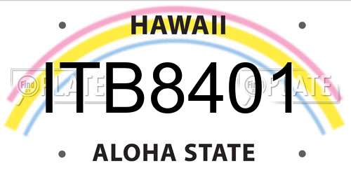 ITB8401 Hawaii License Plate