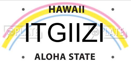 ITGIIZI Hawaii License Plate