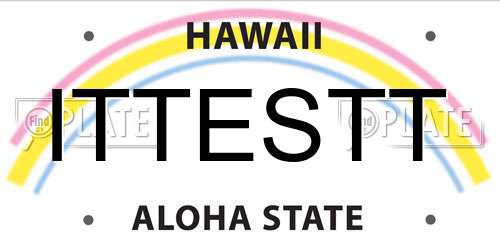 ITTESTT Hawaii License Plate