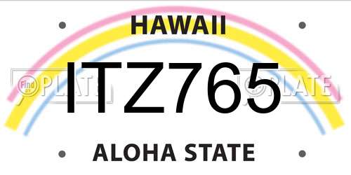 ITZ765 Hawaii License Plate