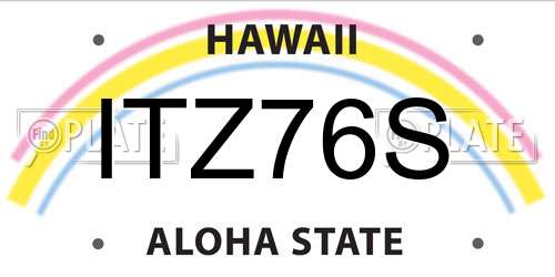ITZ76S Hawaii License Plate
