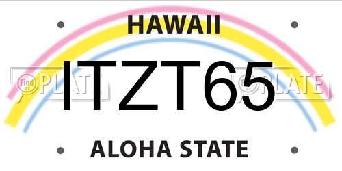 ITZT65 Hawaii License Plate